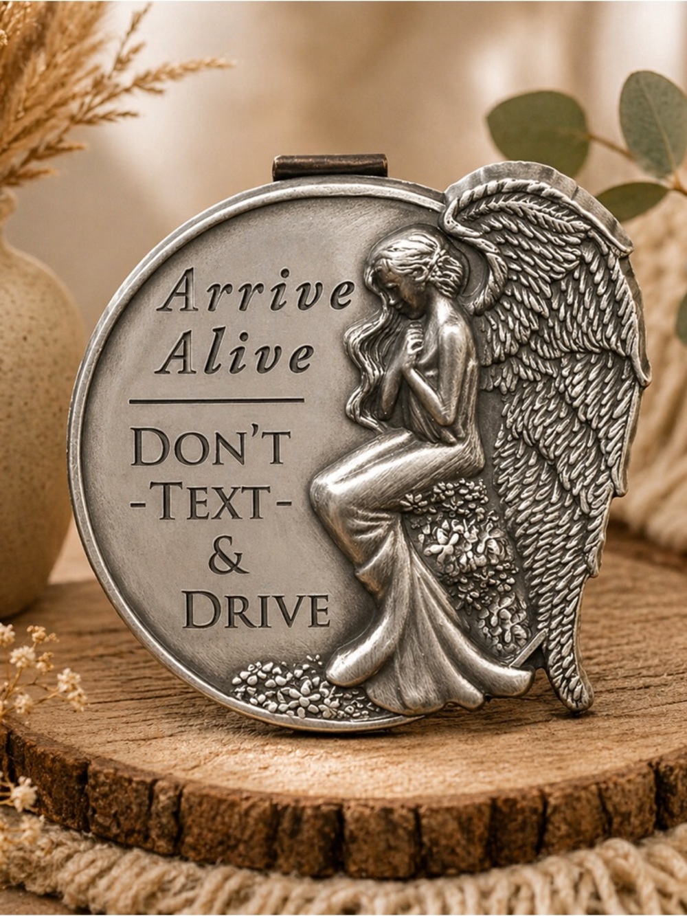Angel Star Arrive Alive Metal Car Visor Clip‎